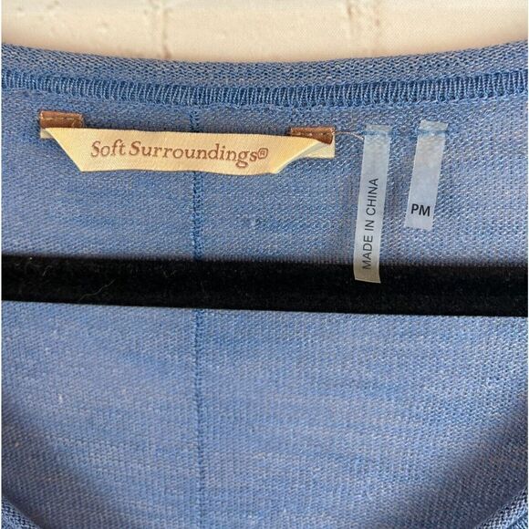 SOFT SURROUNDINGS blue linen blend knit swing sweater pullover size M Petite - Picture 2 of 9